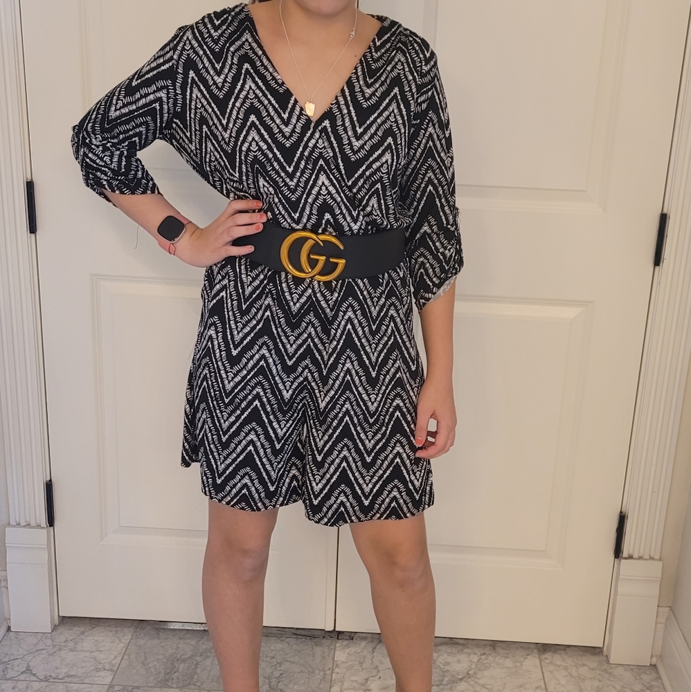 Robert Louis black and white printed romper